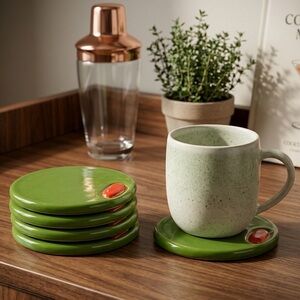 Stuffed Olive Coaster Set - Handmade - Set of 4
